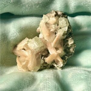 Stilbite and Cubic Clear Quartz Specimen
